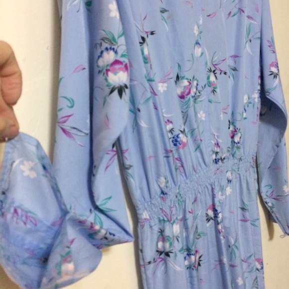 3/$30 VINTAGE 80S MIDI FLORAL DRESS COLLAR LONG SLEEVE MADE IN SHANGHAI SZ XS-S - Picture 9 of 14